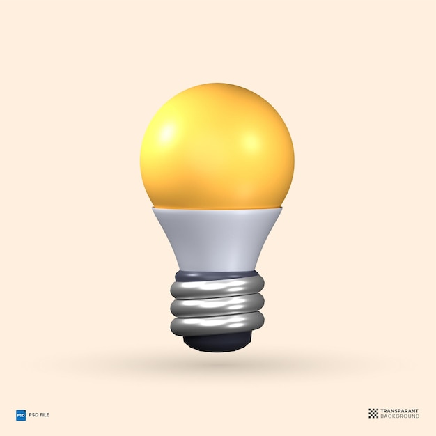 Light bulb 3d icon idea 3d lamp render illustration