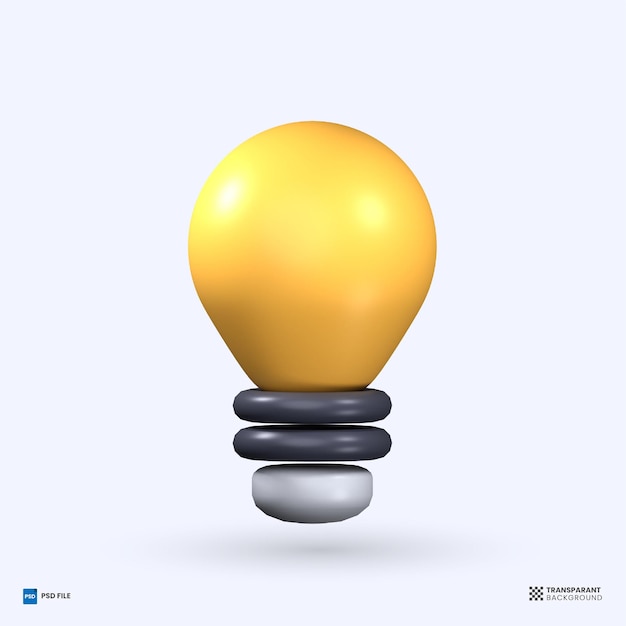 PSD light bulb 3d icon idea 3d render illustration