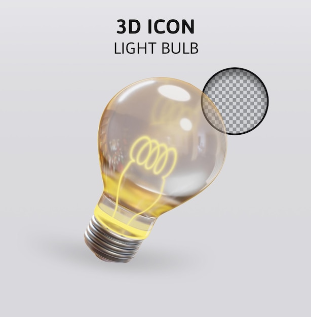 PSD illustrazione del rendering 3d della lampadina