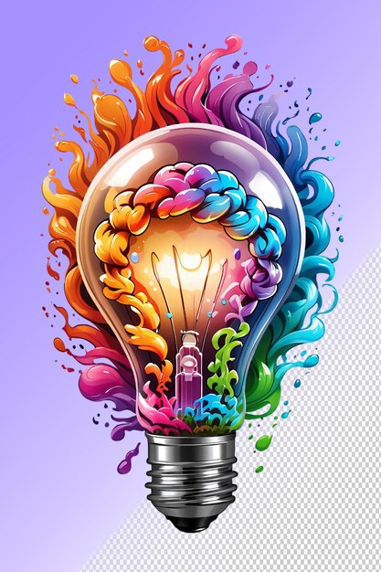 PSD una lampadina con acqua colorata e colorante colorato su di essa