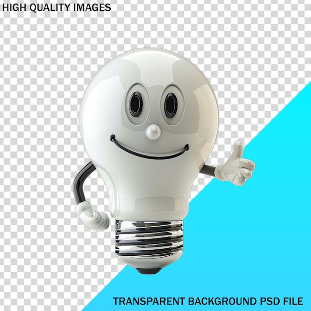 PSD a light bulb with a face on it and a blue background