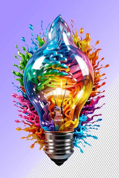 A light bulb with multicolored colors on it