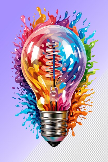 PSD una lampadina con colori multicolori su di essa