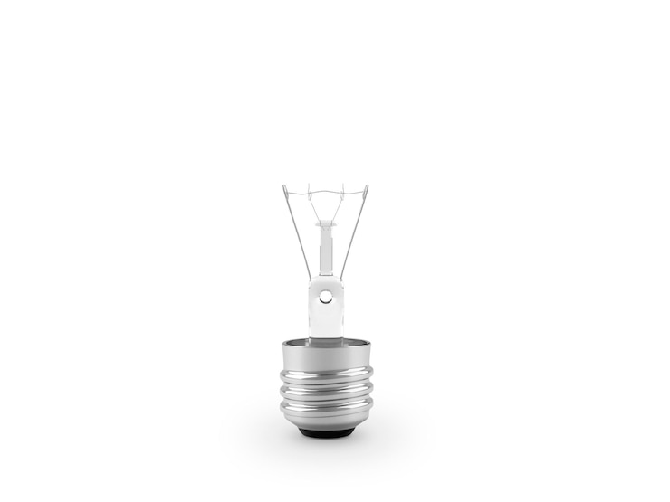 PSD light bulb with tungsten filament transparent background