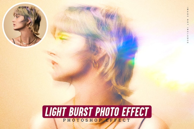 Light burst foto effect mockup