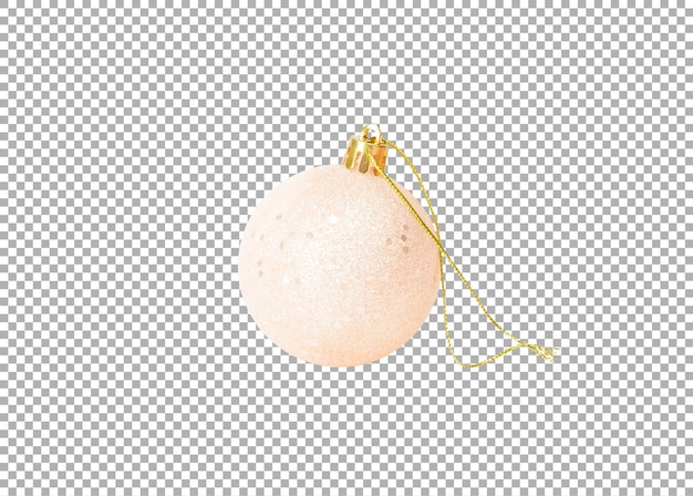 PSD light christmas ball with sequins and a golden rope isolated