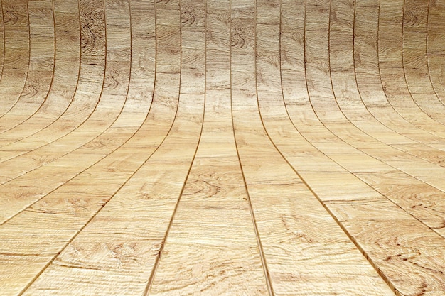 PSD light curved wood parquet in 3d rendering