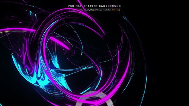 PSD light effect wave curve colorful lines on transparant background