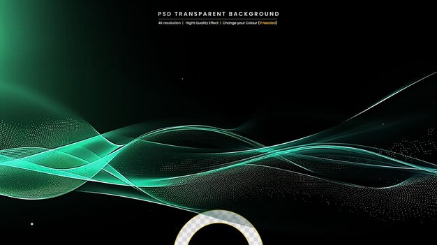 PSD light effect wave curve colorful lines on transparant background