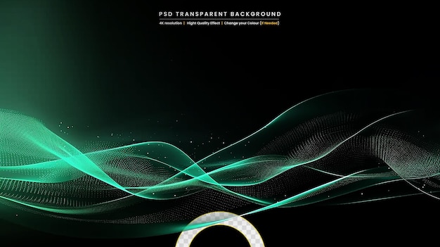 PSD light effect wave curve colorful lines on transparant background