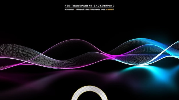PSD light effect wave curve colorful lines on transparant background