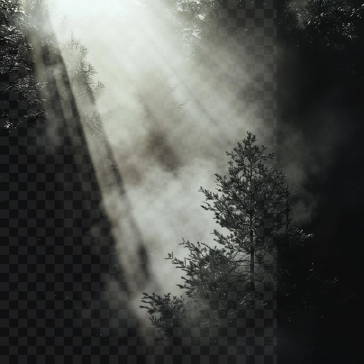 PSD the light filters through the dense leaves creating soft shadows on transparent background