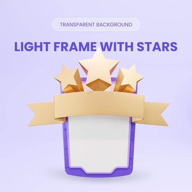 Light frame with star 3d rendering illustation