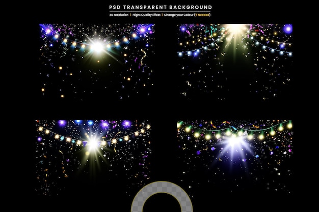 PSD light garland on transparent background