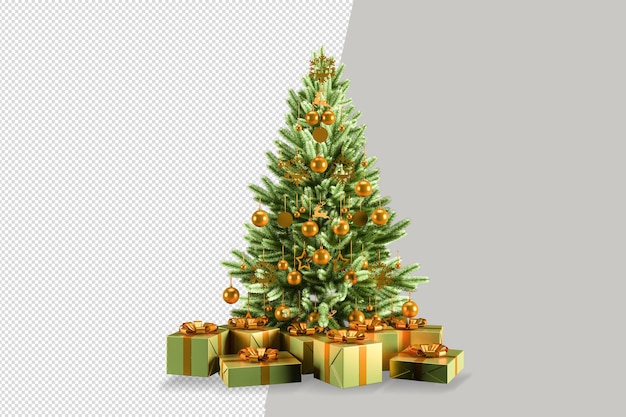 Light green decorated christmas tree gifts box