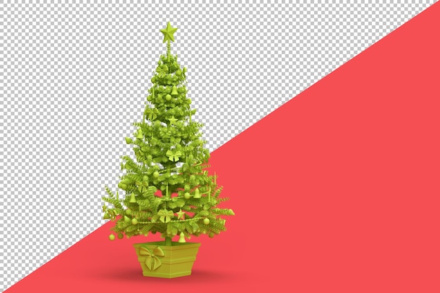 PSD light green decorated christmas tree isolated