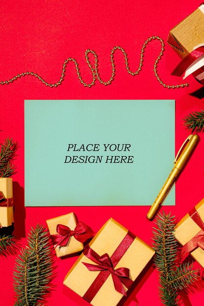 light green paper with gold pen mockup psd