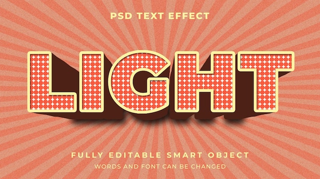 PSD light long shadow retro vintage graphic style editable text effect