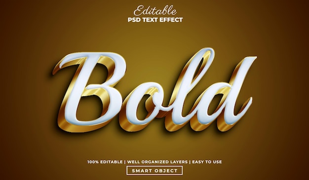 PSD light luxury bold vintage style editable psd text effect gold and white color