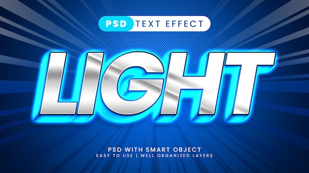 Light neon flash 3d editable text effect