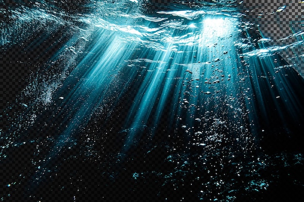 PSD a light rays under water on transparent background