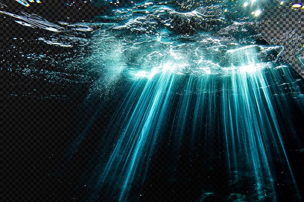 PSD a light rays under water on transparent background