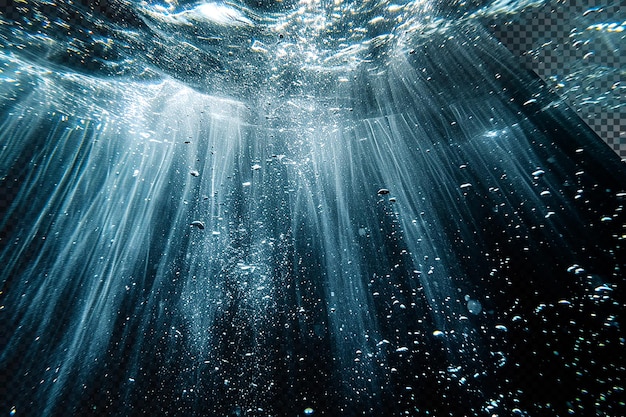 PSD light rays under water on transparent background