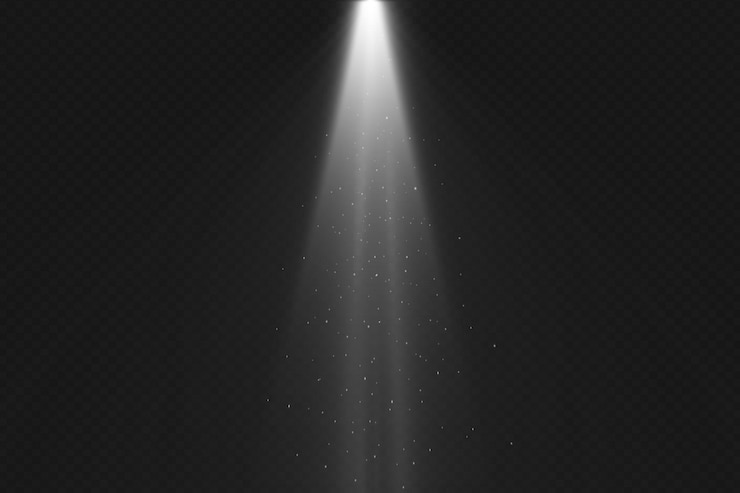 PSD light shines realistic spotlight illumination on a black background