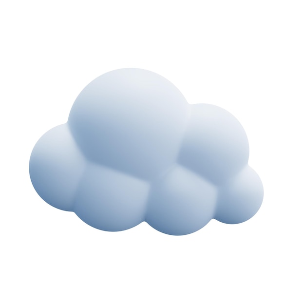 Light white 3d cloud icon cute rendering Render soft round cartoon fluffy cloud icon shape