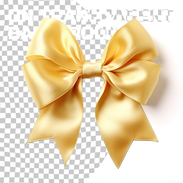 Light yellow ribbon bow made of satin ribbon ribbon hampers handmade isolated on a transparent ba