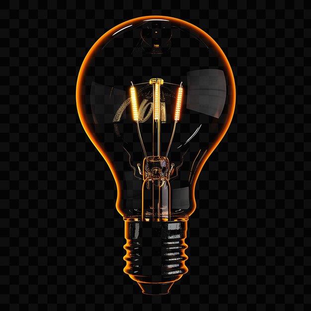 PSD lightbulb 3d icon with filament design made with clear plast psd y2k glowing neon web logo design