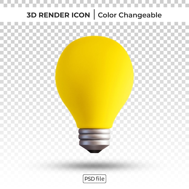 Lightbulb 3d render color changeable icon