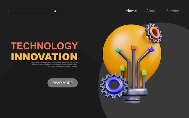 lightbulb sign with gear setting on dark background 3d render concept for technology innovation