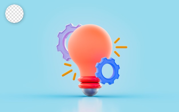 lightbulb with gear sign 3d render concept for creative invention new nano technology
