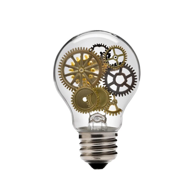 PSD lightbulb with gears inside