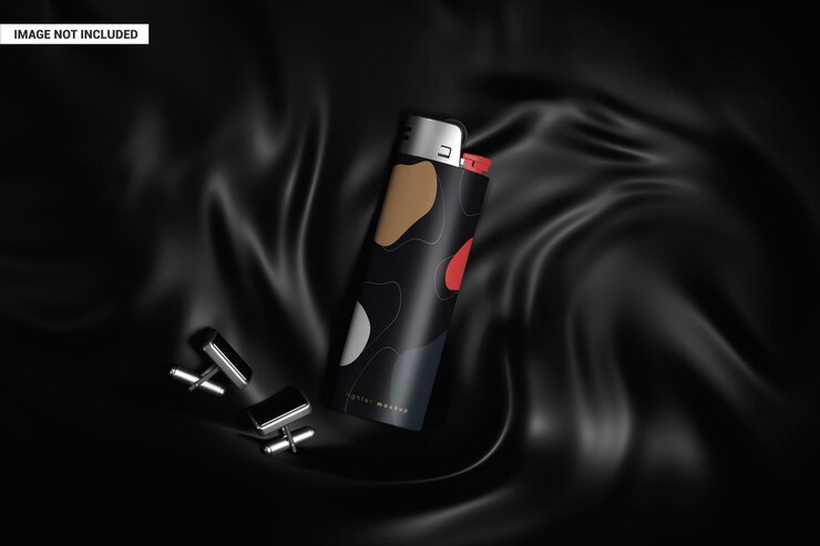 PSD lighter on black silk mockup