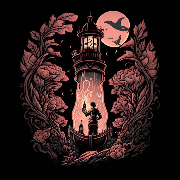 Lighthouse In The Dark Halloween Scary 4096px Png Transparent 300dpi For Tshirt Clipart Book Cove