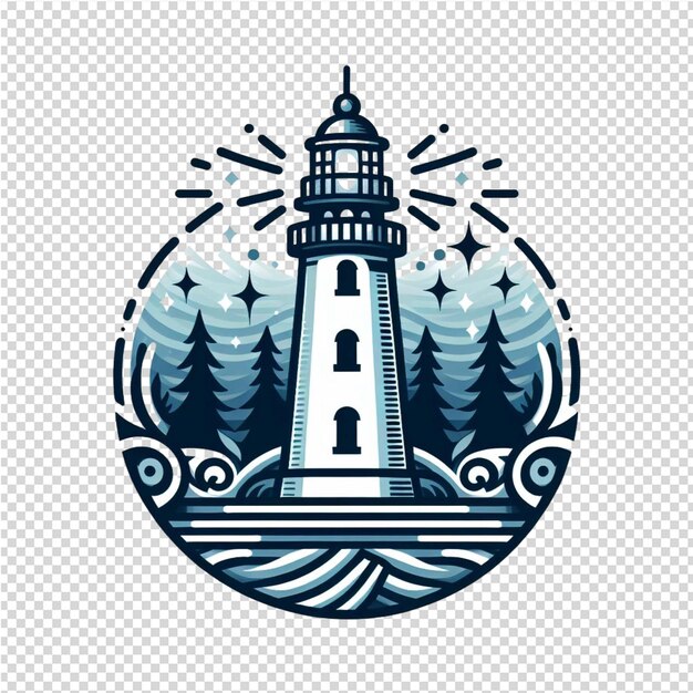 PSD a lighthouse is shown in a circle with the words lighthouse on it