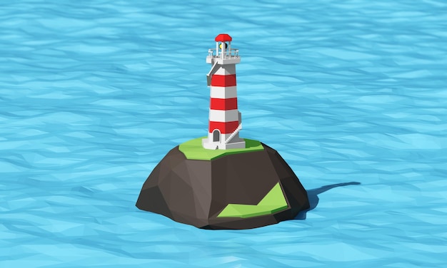 a lighthouse sits on a rock in the water