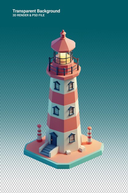 PSD a lighthouse with a house on the top