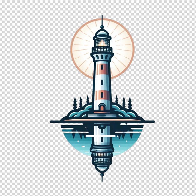 PSD a lighthouse with a moon in the background