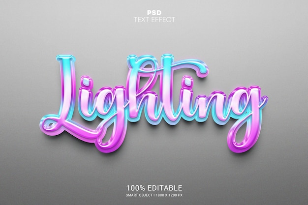 Lighting 3d psd editable text effect design