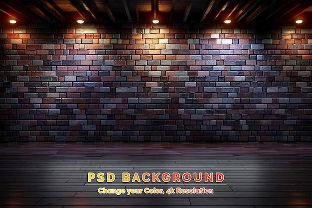 PSD lighting that illuminates the brick wall