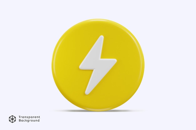 lighting thunderbolt icon with rounded button 3d rendering vector illustration