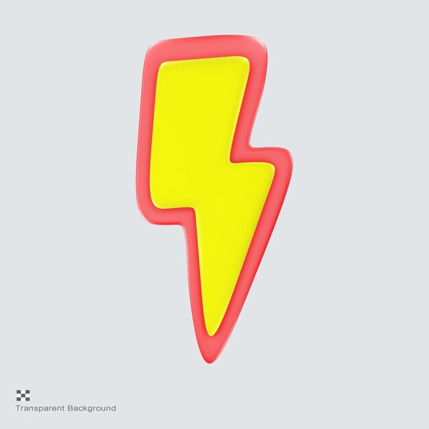 PSD lightning bolt 3d icon rendering illustration