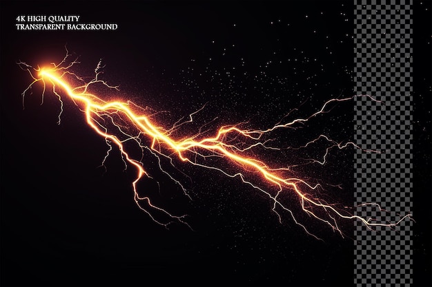 Lightning bolt hit vfx effect on transparent background