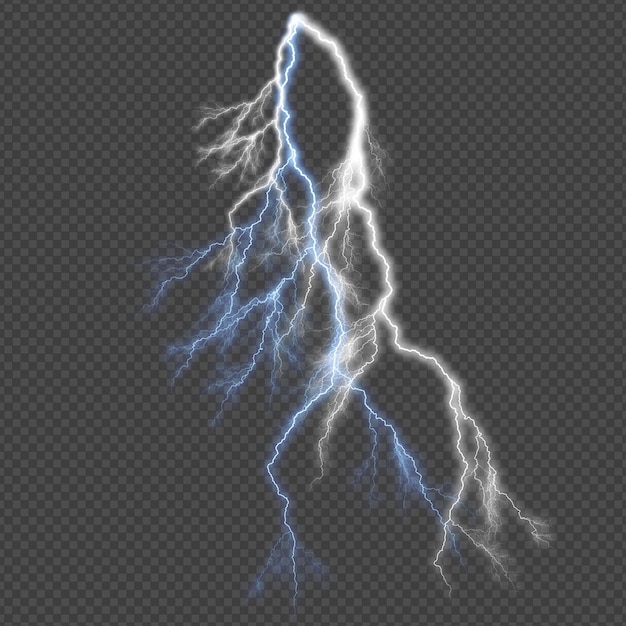 Lightning effect isolated on transparent background Thunder bolt