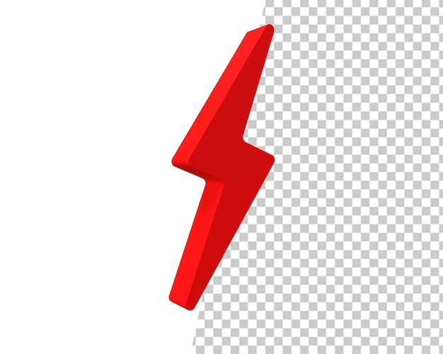 lightning energy thunder red icon 3d render