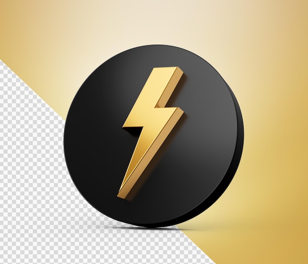 Lightning icon logo 3d illustration simple bolt icon