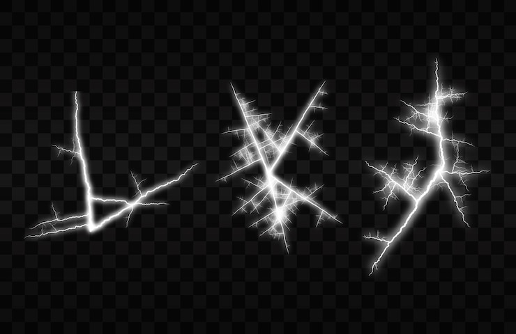 PSD lightning light effect on transparent background